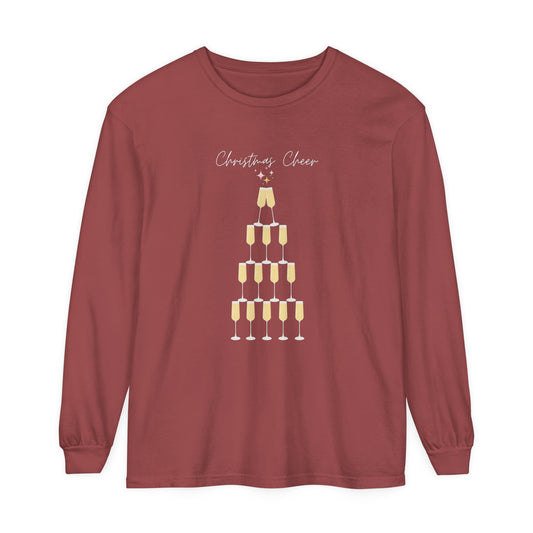 Christmas Cheer Long Sleeve Comfort Colors T-Shirt - Festive Holiday Apparel