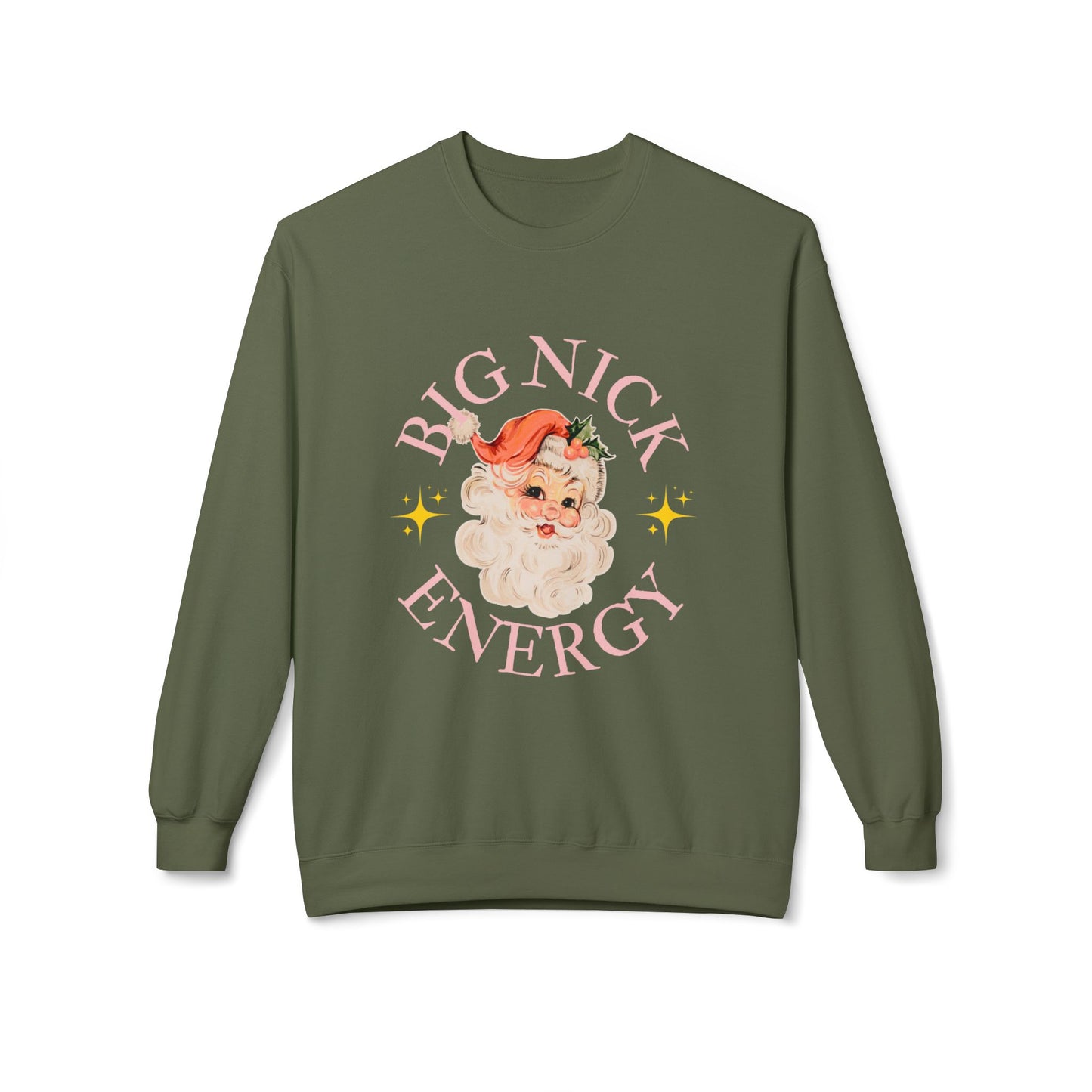 BIG NICK ENERGY Women's Christmas Crewneck | Funny Santa Icon Holiday Sweatshirt for Women