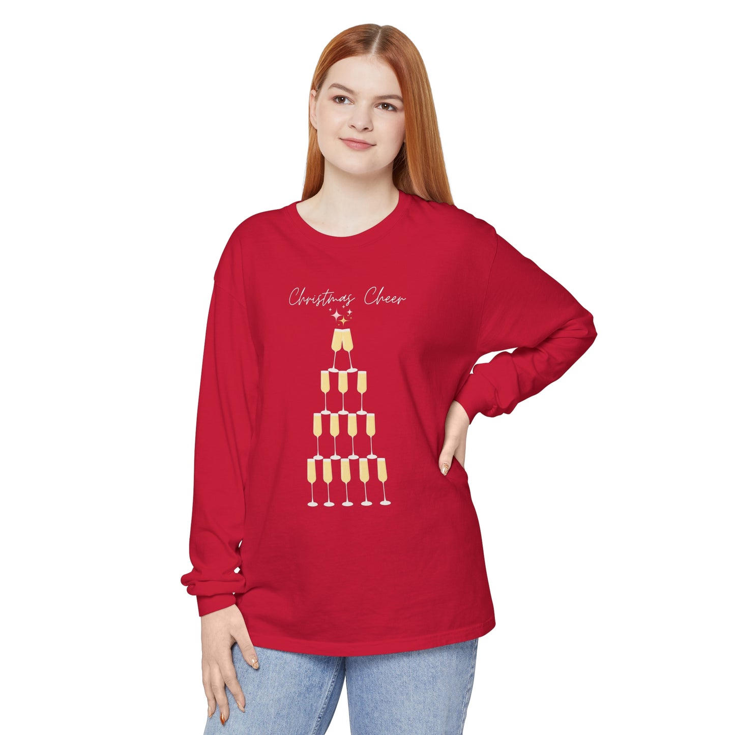 Christmas Cheer Long Sleeve Comfort Colors T-Shirt - Festive Holiday Apparel