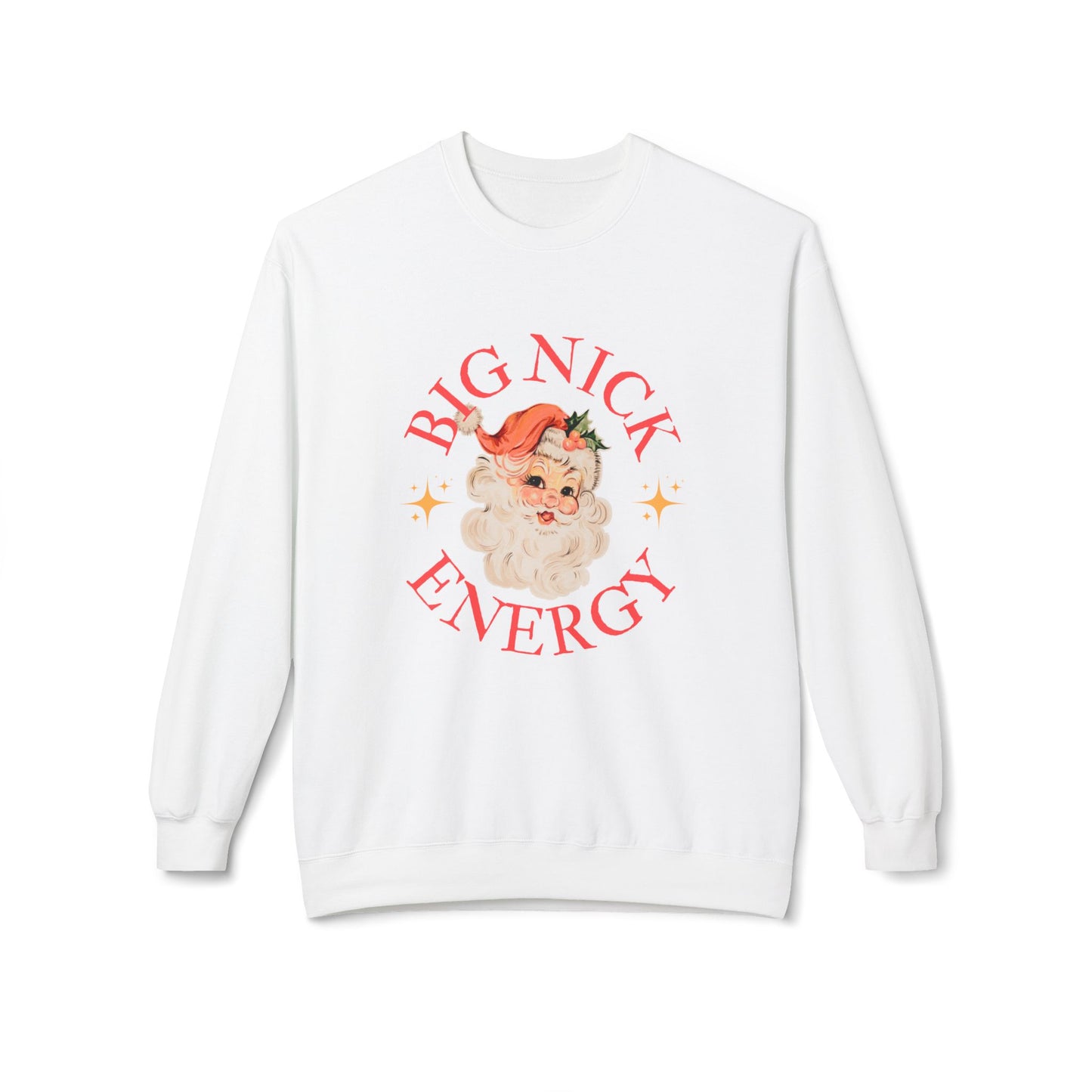 BIG NICK ENERGY Women's Christmas Crewneck | Funny Santa Icon Holiday Sweatshirt for Women