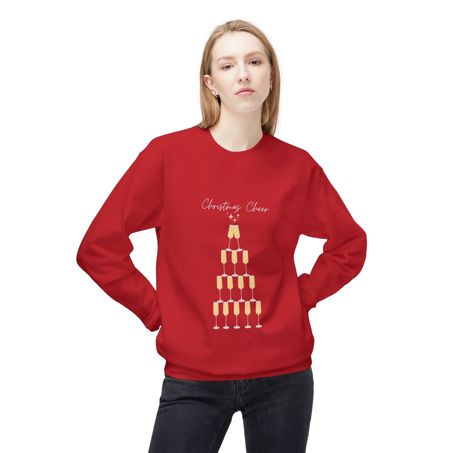 CHRISTMAS CHEER Champagne Tower Crewneck | Fun, Festive Holiday Sweatshirt