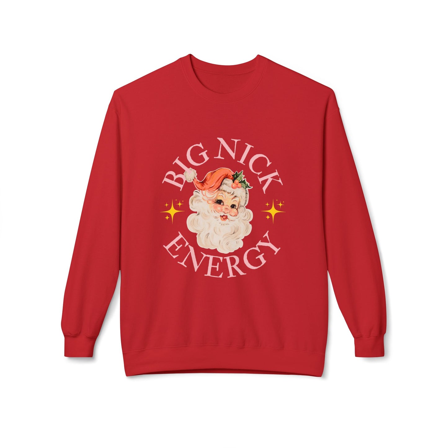 BIG NICK ENERGY Women's Christmas Crewneck | Funny Santa Icon Holiday Sweatshirt for Women