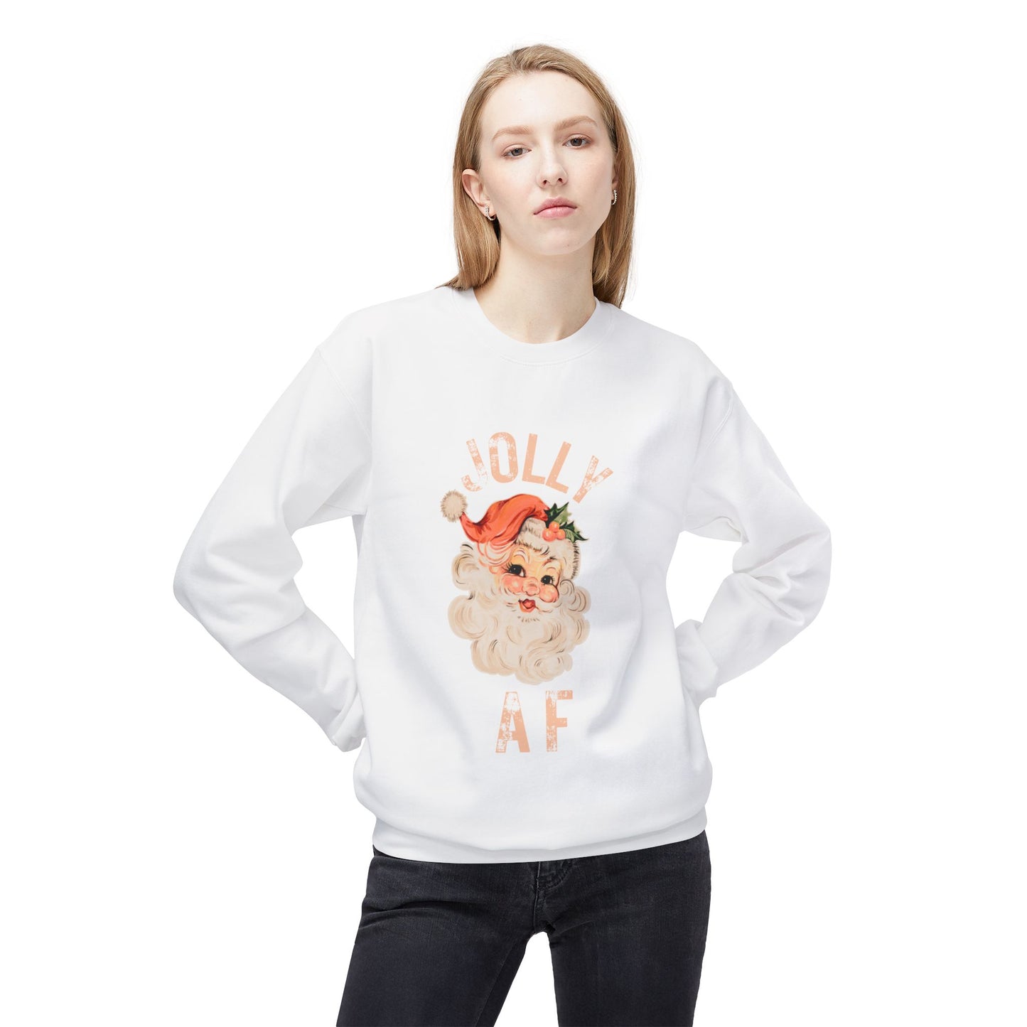 JOLLY AF Christmas Sweatshirt | Festive, Fun Crewneck for Holiday Cheer