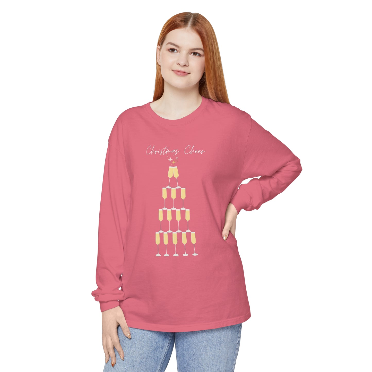 Christmas Cheer Long Sleeve Comfort Colors T-Shirt - Festive Holiday Apparel