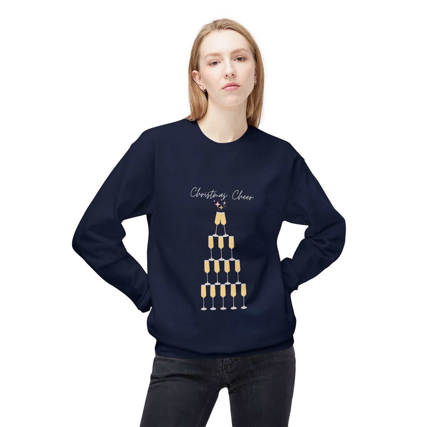 CHRISTMAS CHEER Champagne Tower Crewneck | Fun, Festive Holiday Sweatshirt