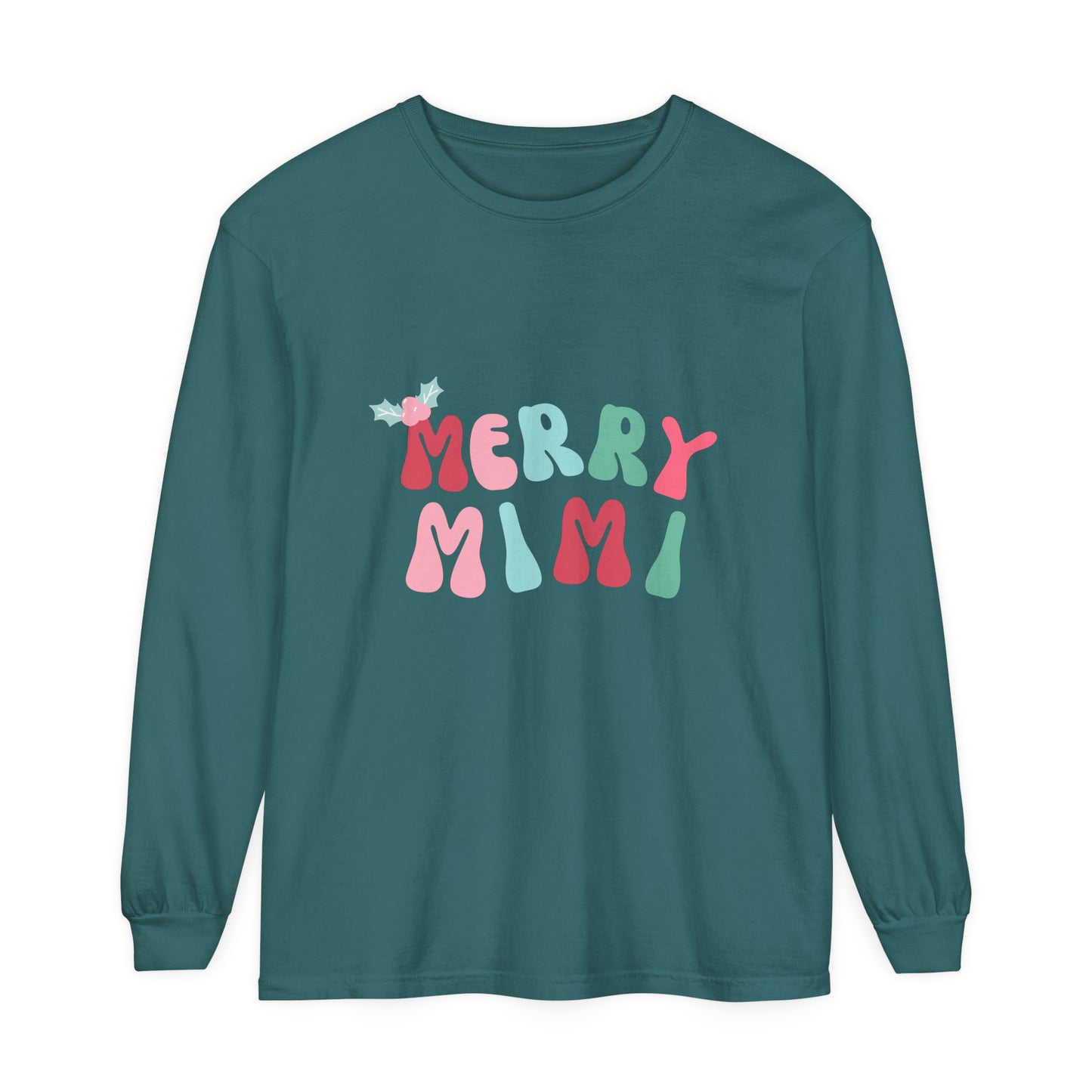 Merry Mimi Comfort Colors Long Sleeve T-Shirt - Holiday Cheer for Family Gatherings