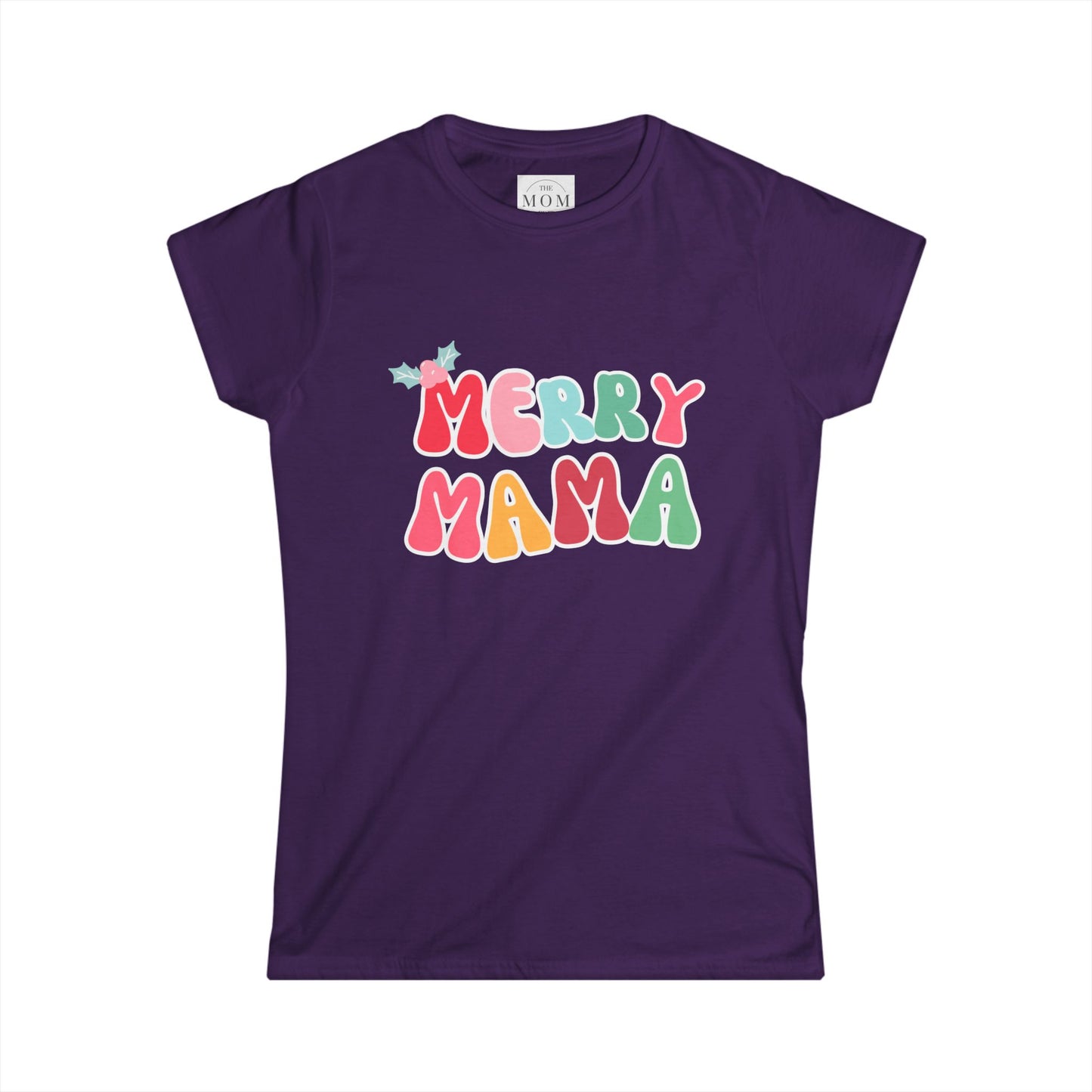 MERRY MAMA Holiday Fitted Tee | Women's Softstyle Christmas T-Shirt for Moms