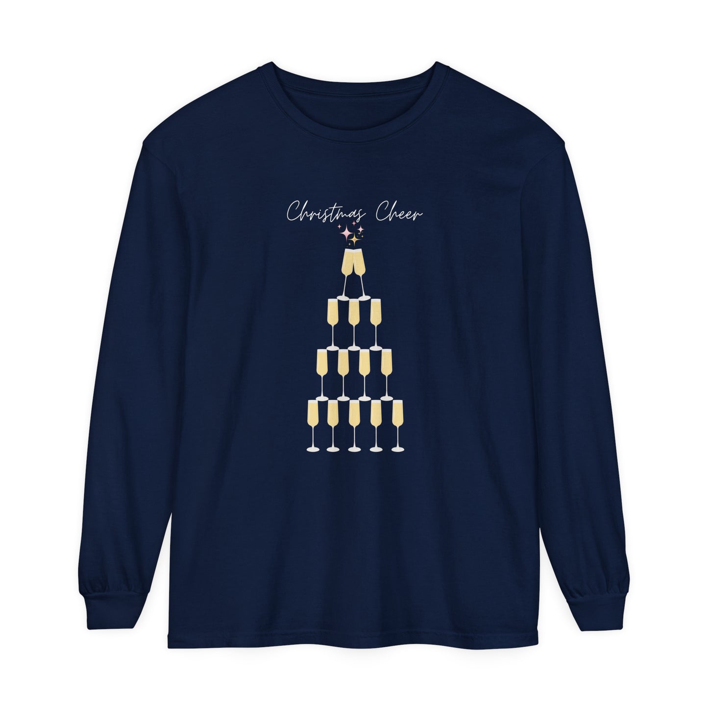 Christmas Cheer Long Sleeve Comfort Colors T-Shirt - Festive Holiday Apparel