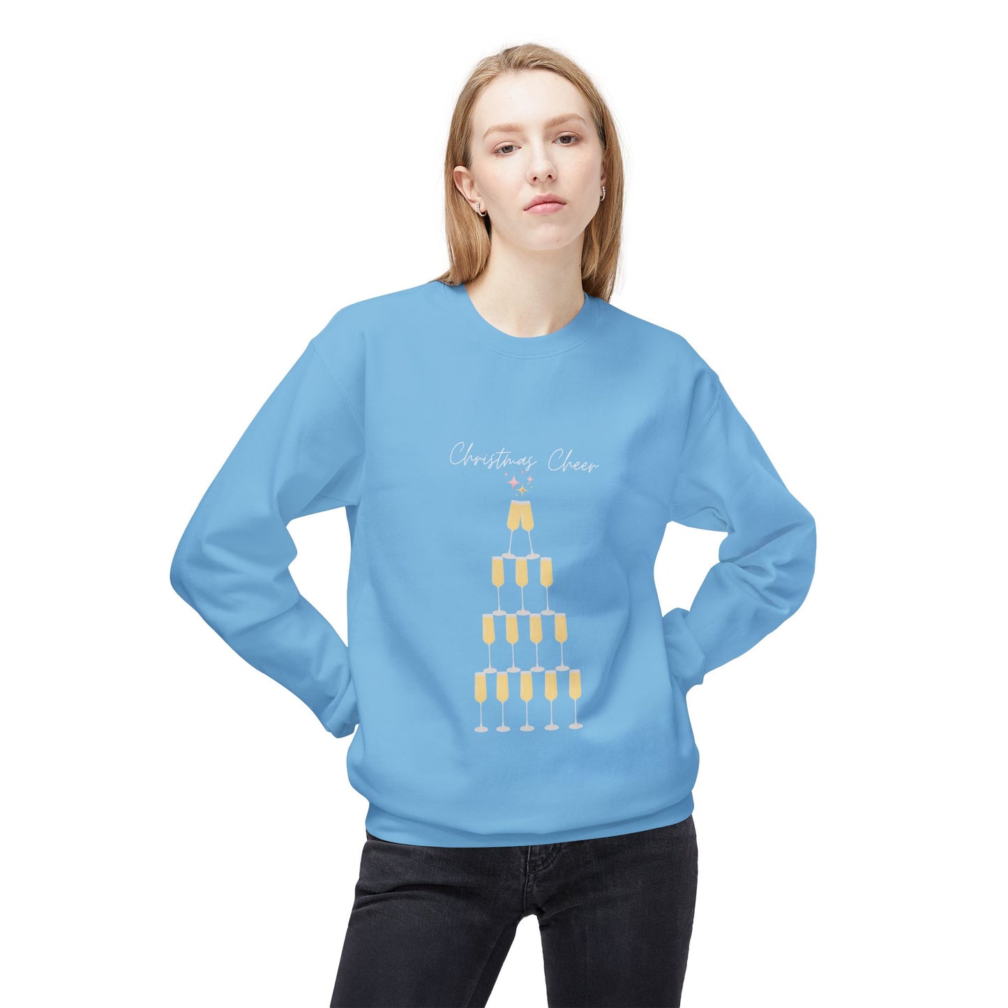 CHRISTMAS CHEER Champagne Tower Crewneck | Fun, Festive Holiday Sweatshirt