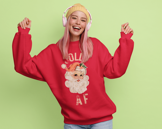 JOLLY AF Christmas Sweatshirt | Festive, Fun Crewneck for Holiday Cheer