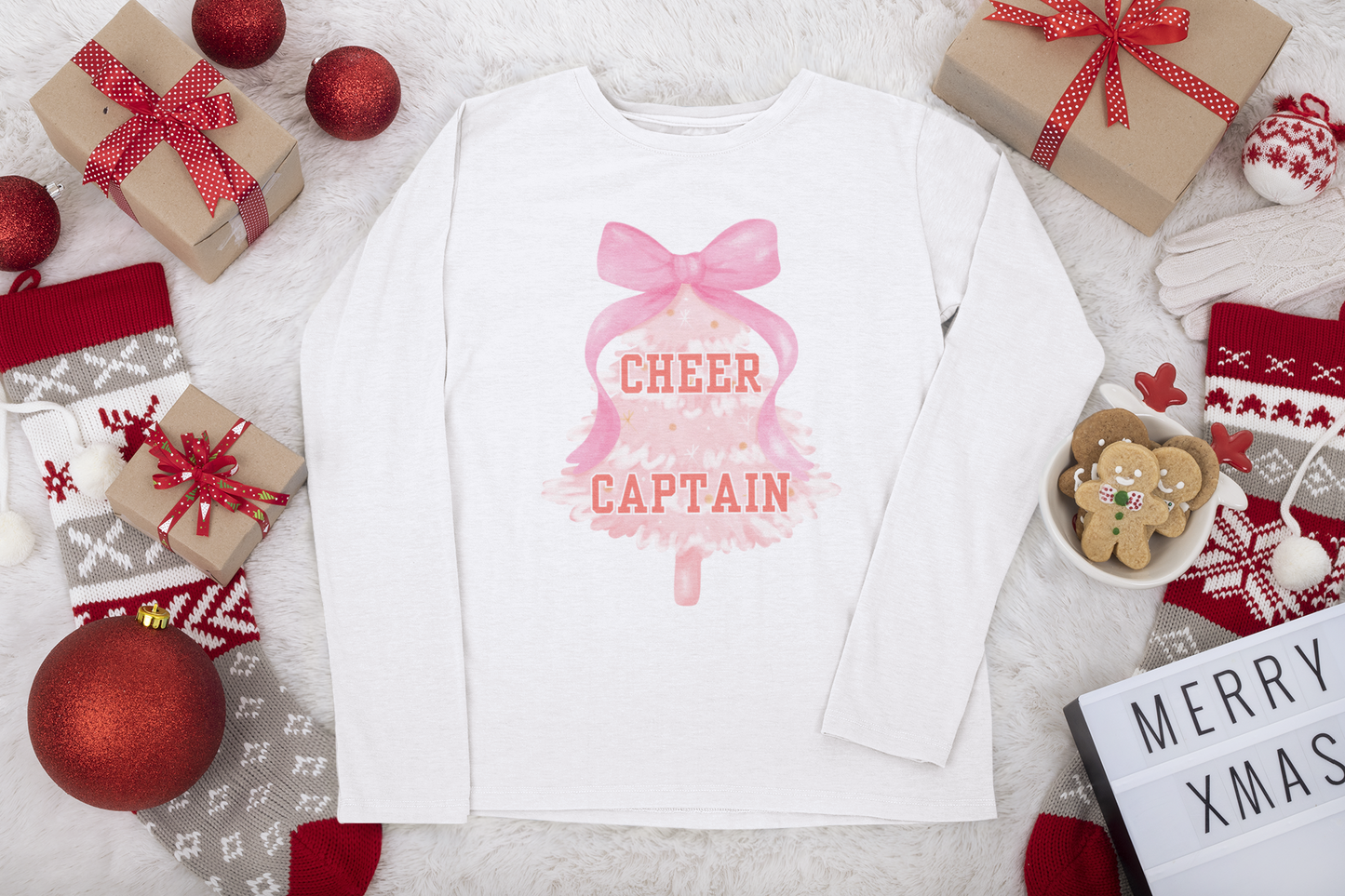 CHRISTMAS CHEER CAPTAIN Long Sleeve T-Shirt | Festive Holiday Shirt for Women