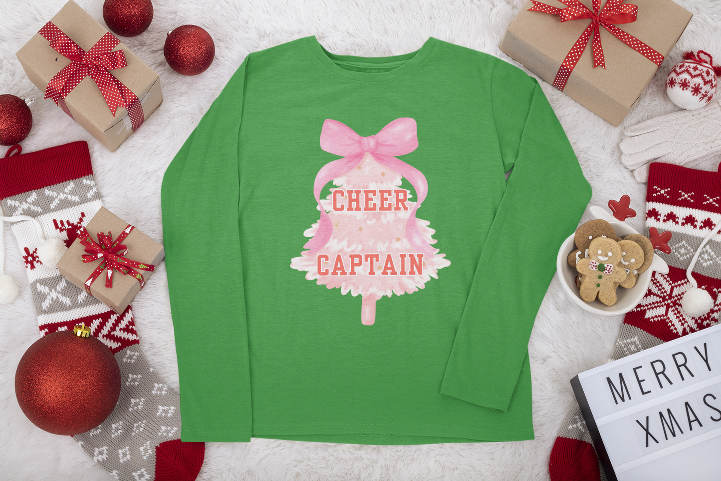 CHRISTMAS CHEER CAPTAIN Long Sleeve T-Shirt | Festive Holiday Shirt for Women