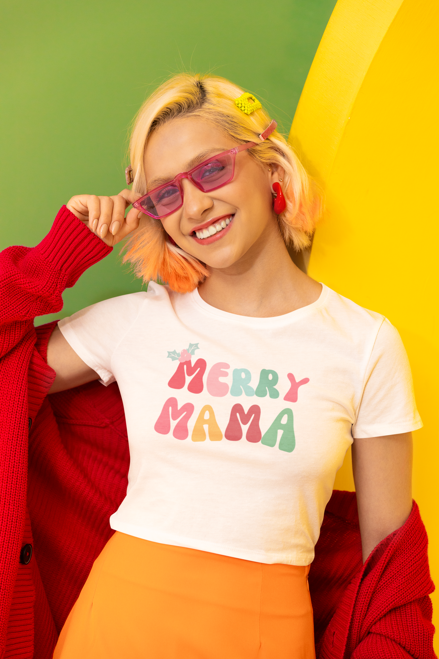 MERRY MAMA Premium Holiday Baby Tee | Festive Christmas T-Shirt for Stylish Moms