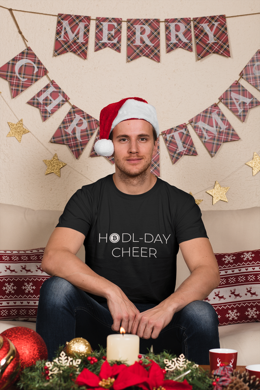 HODL-DAY CHEER Holiday T-Shirt | Men's Christmas T-Shirt for Bitcoin and Crypto Enthusiasts