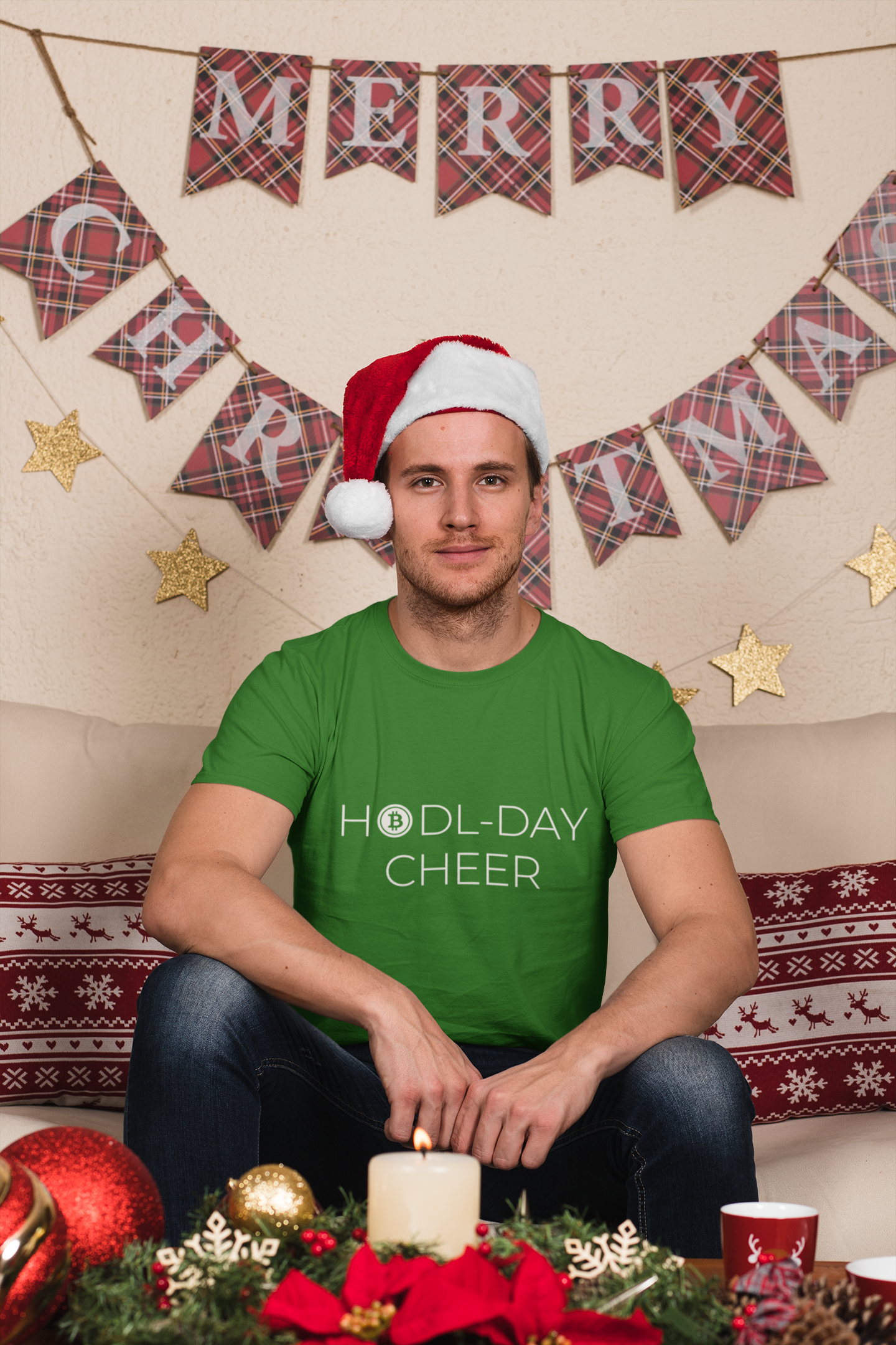 HODL-DAY CHEER Holiday T-Shirt | Men's Christmas T-Shirt for Bitcoin and Crypto Enthusiasts