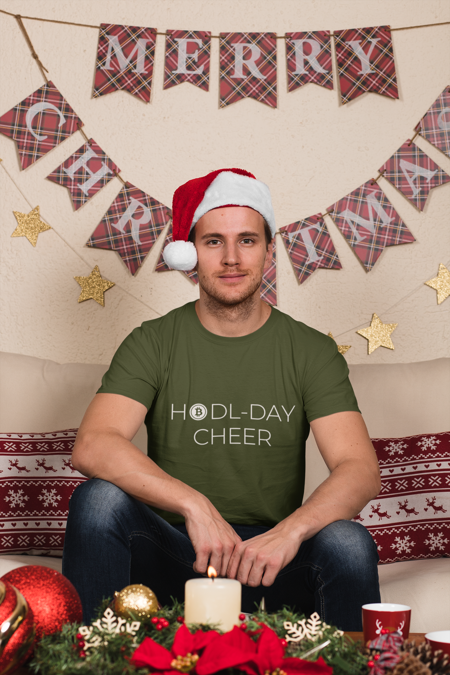 HODL-DAY CHEER Holiday T-Shirt | Men's Christmas T-Shirt for Bitcoin and Crypto Enthusiasts