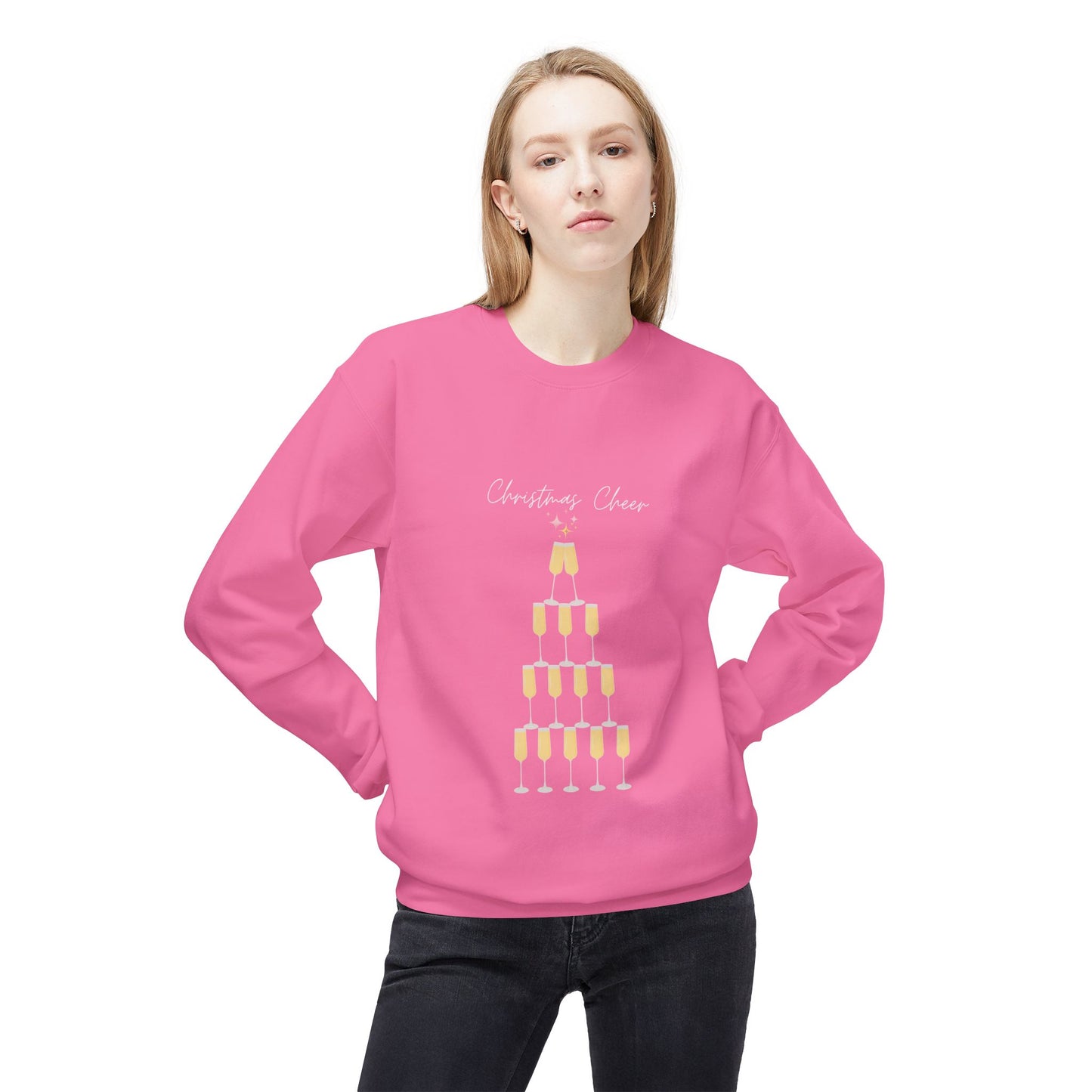 CHRISTMAS CHEER Champagne Tower Crewneck | Fun, Festive Holiday Sweatshirt