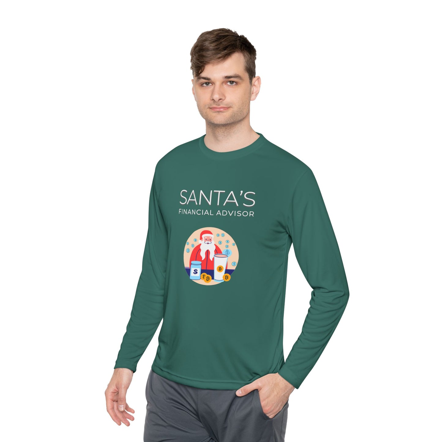 SANTA'S FINANCIAL ADVISOR (Crypto Graphic) | Festive Men's Holiday Long-Sleeve T-Shirt