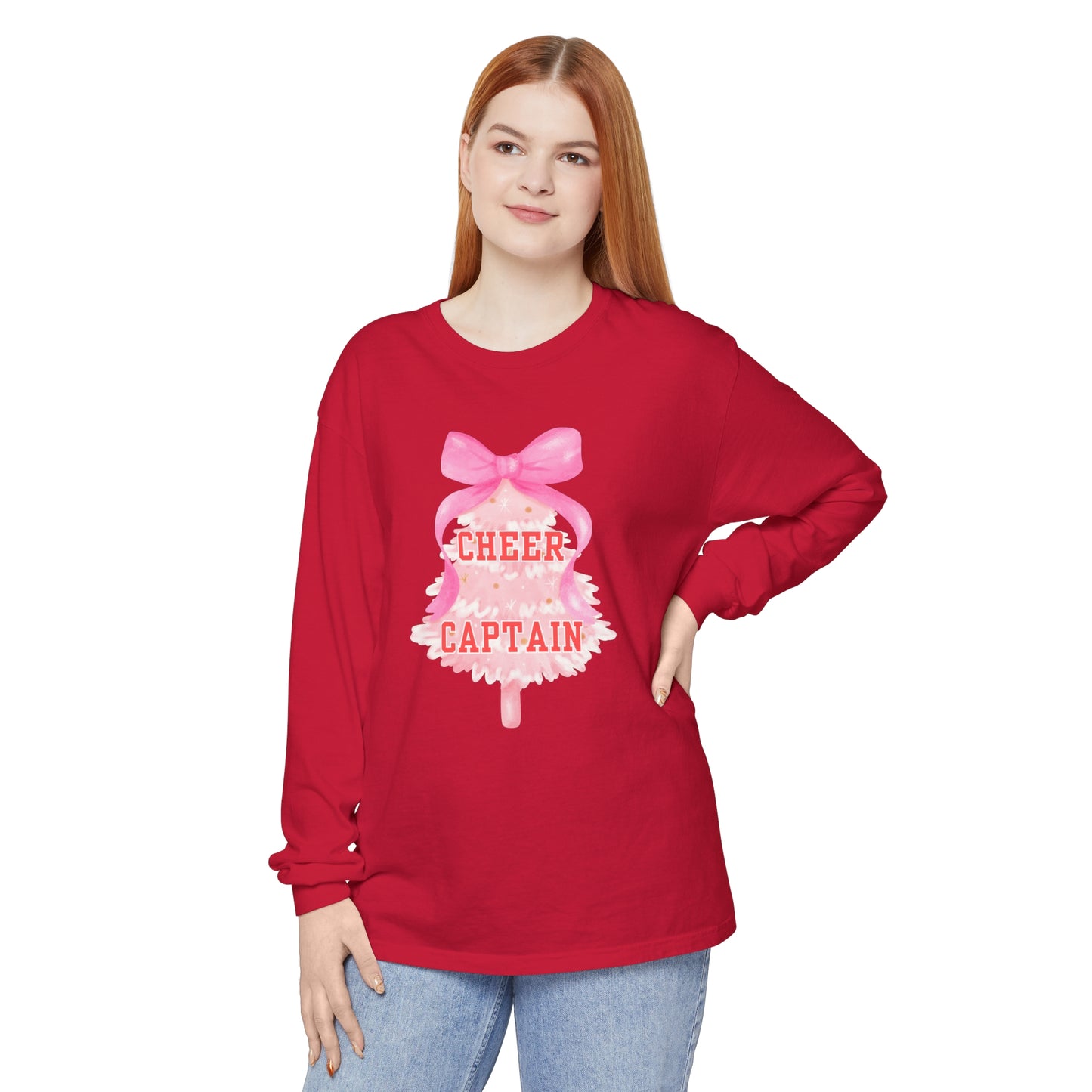 CHRISTMAS CHEER CAPTAIN Long Sleeve T-Shirt | Festive Holiday Shirt for Women