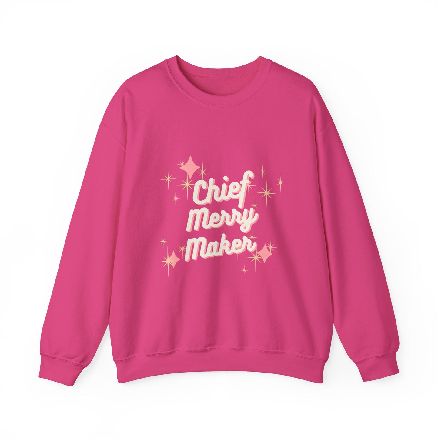 CHIEF MERRY MAKER Holiday Crewneck | Women's Festive Christmas Sweatshirt with Sparkle Graphics