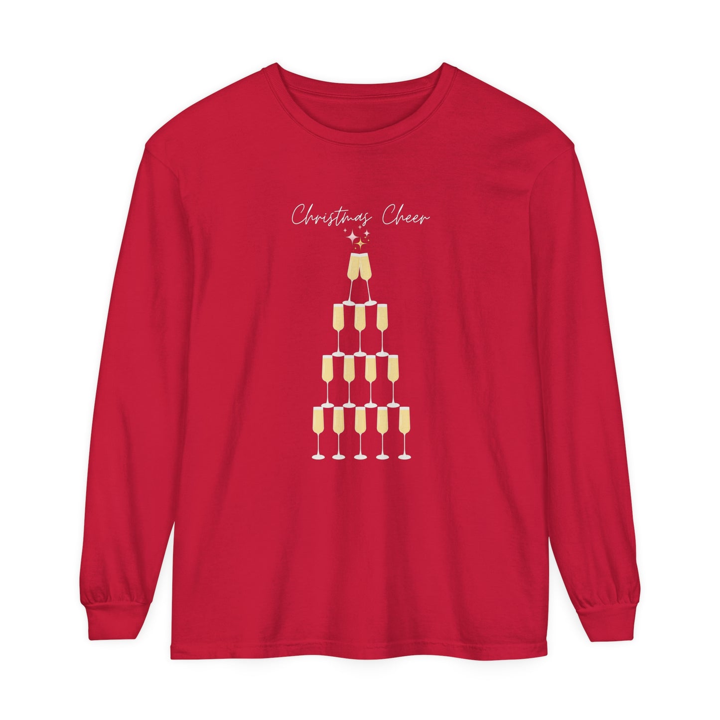 Christmas Cheer Long Sleeve Comfort Colors T-Shirt - Festive Holiday Apparel