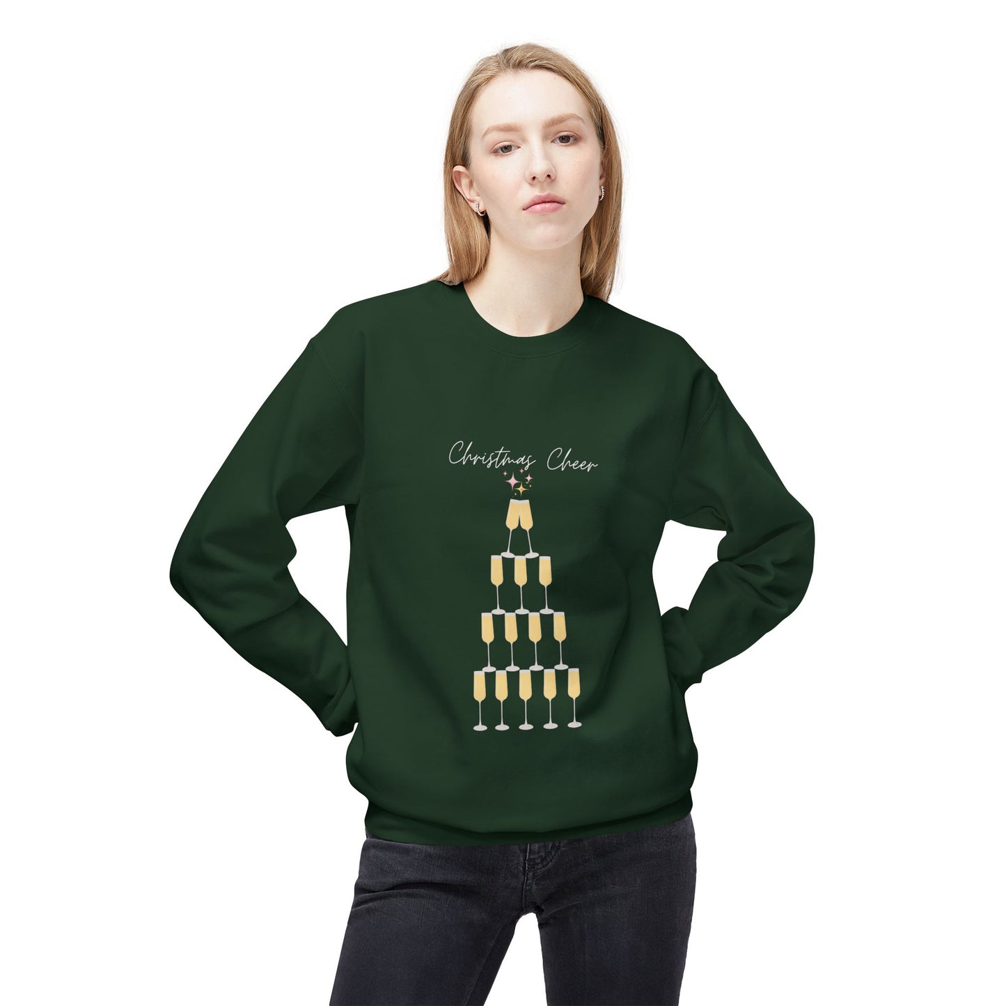 CHRISTMAS CHEER Champagne Tower Crewneck | Fun, Festive Holiday Sweatshirt