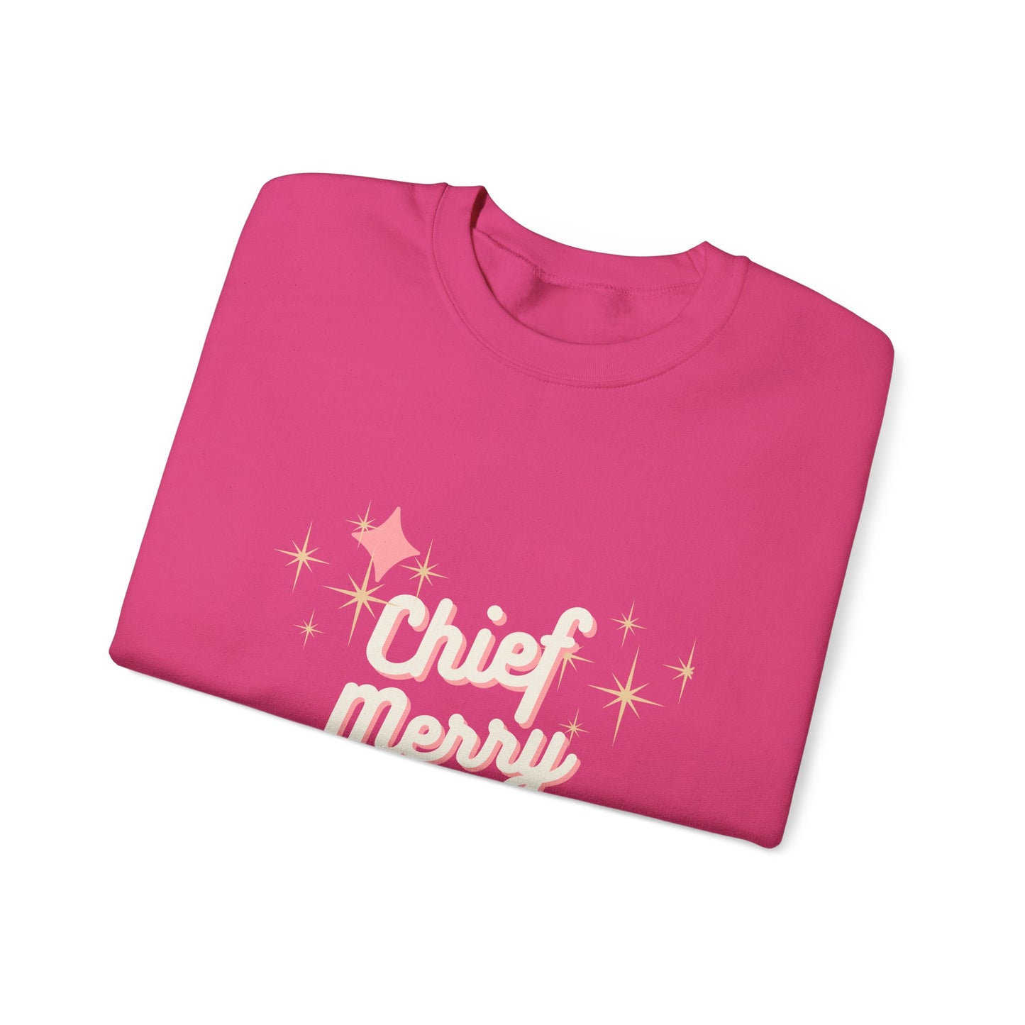 CHIEF MERRY MAKER Holiday Crewneck | Women's Festive Christmas Sweatshirt with Sparkle Graphics