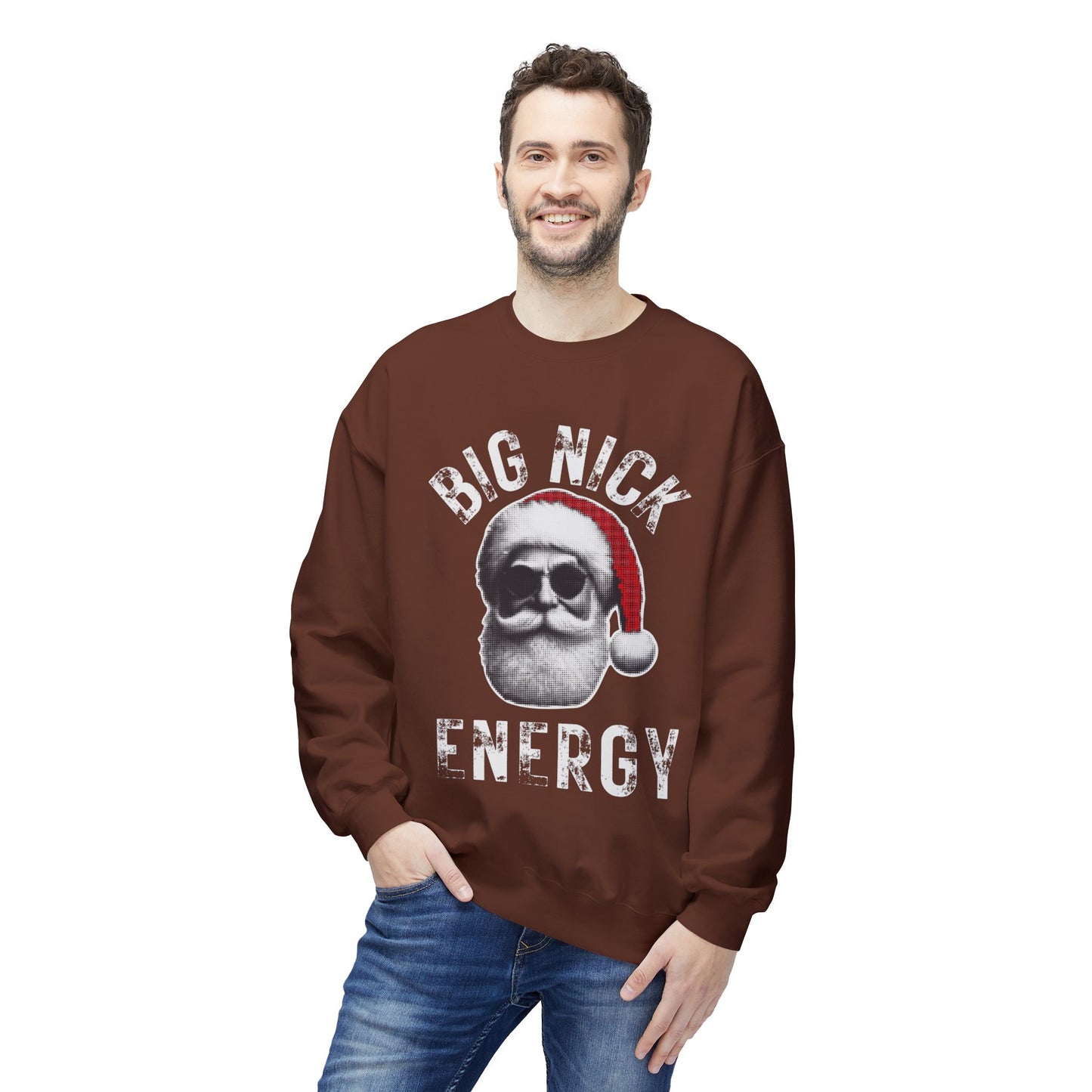 BIG NICK ENERGY Men's Christmas Crewneck | Funny Santa Icon Holiday Sweatshirt