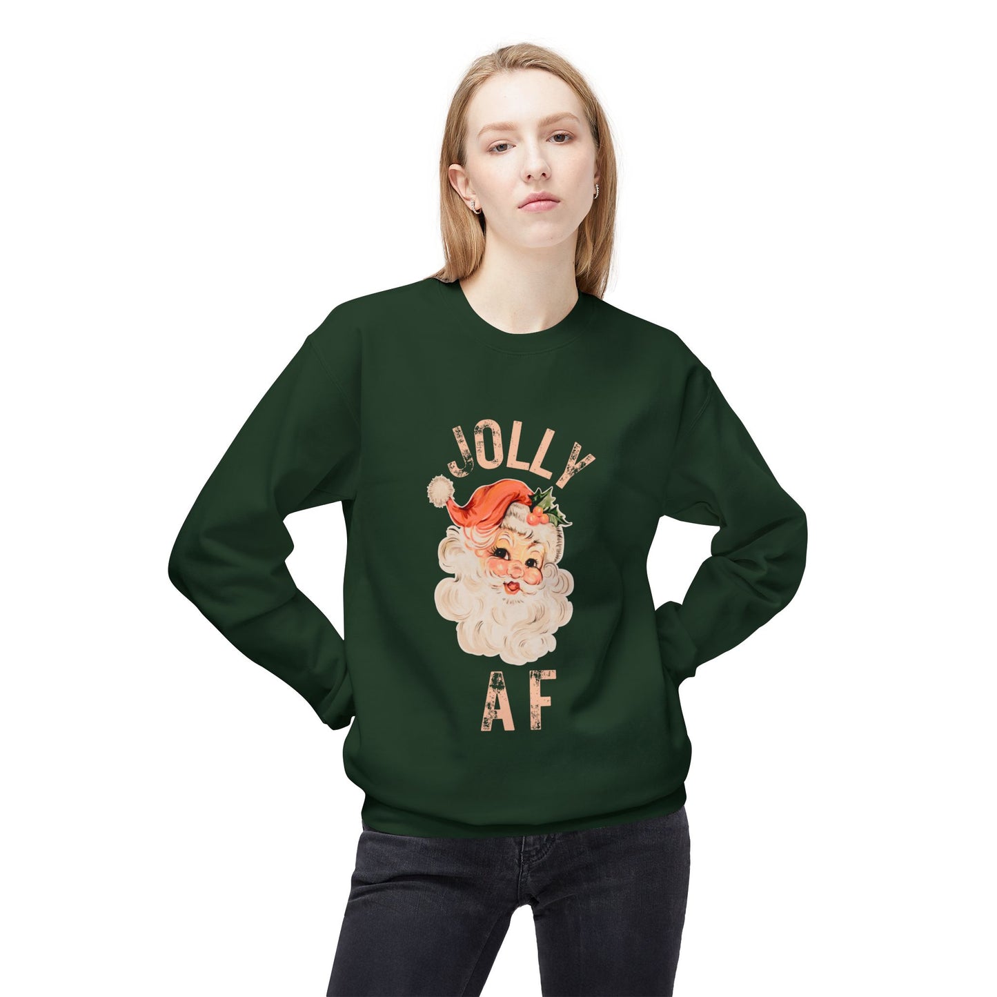 JOLLY AF Christmas Sweatshirt | Festive, Fun Crewneck for Holiday Cheer