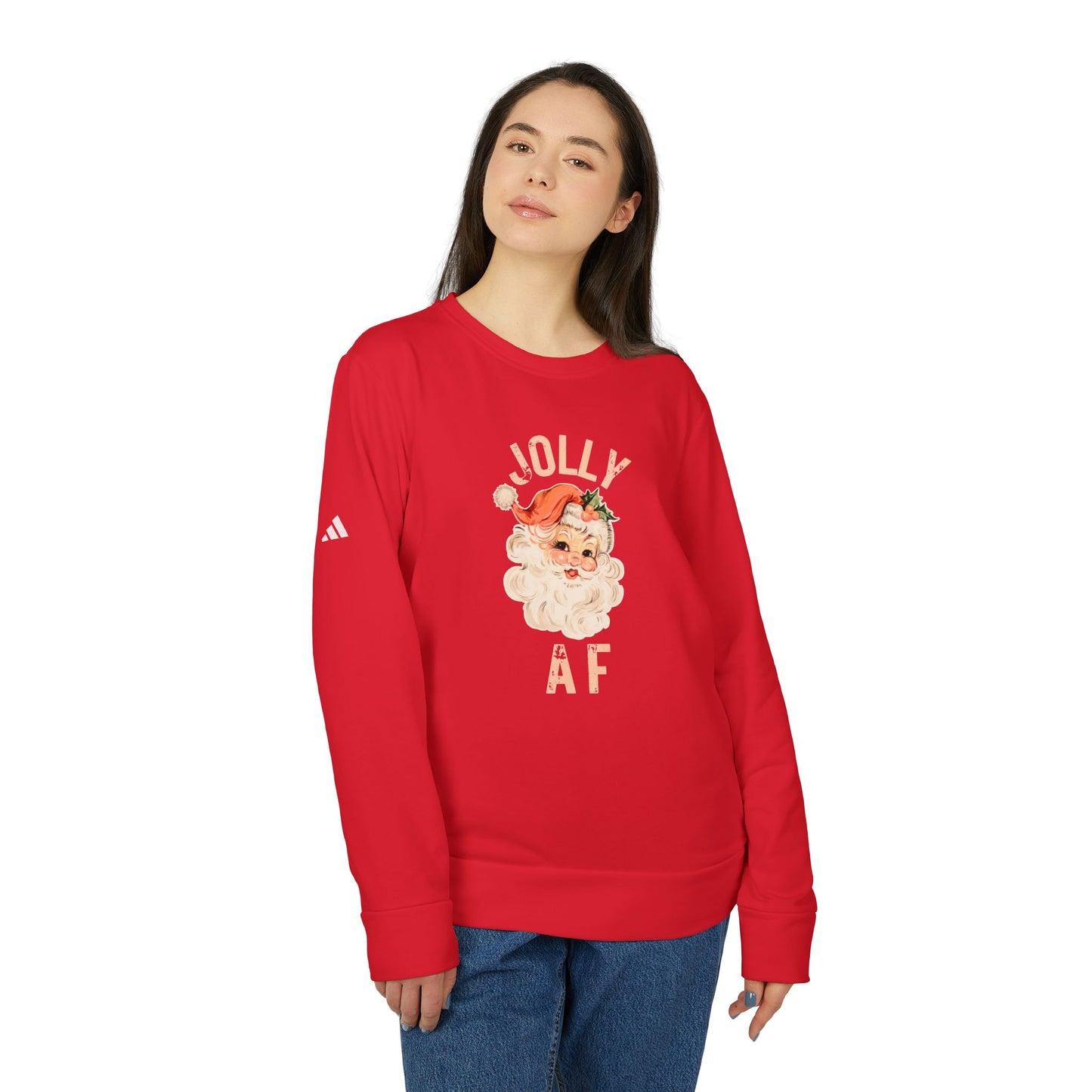 JOLLY AF Premium Adidas Christmas Sweatshirt | Festive, Fun Crewneck for Holiday Cheer