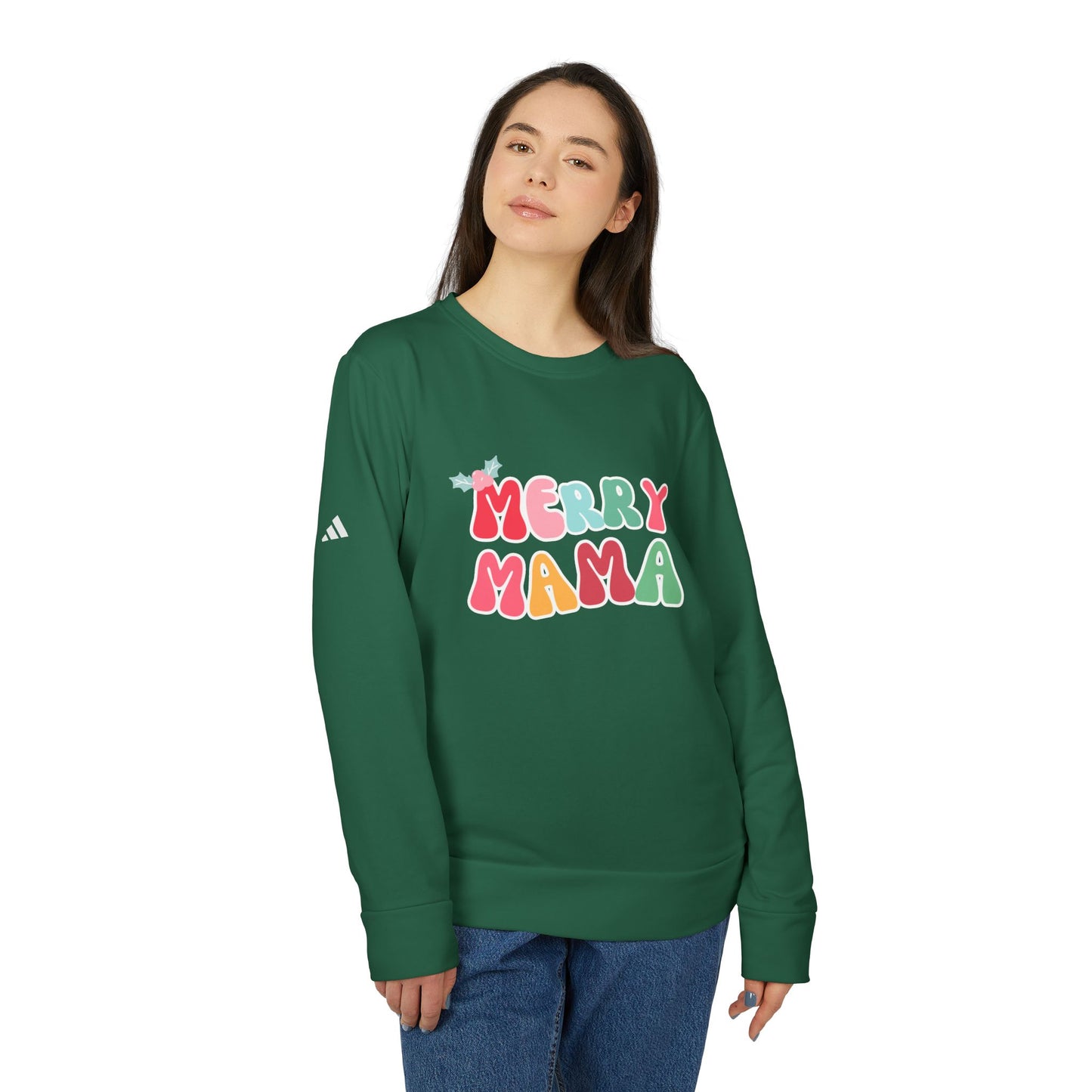 MERRY MAMA Premium Adidas Christmas Crewneck | Festive, Fun Holiday Sweatshirt