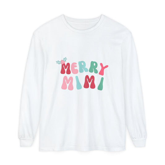 Merry Mimi Comfort Colors Long Sleeve T-Shirt - Holiday Cheer for Family Gatherings