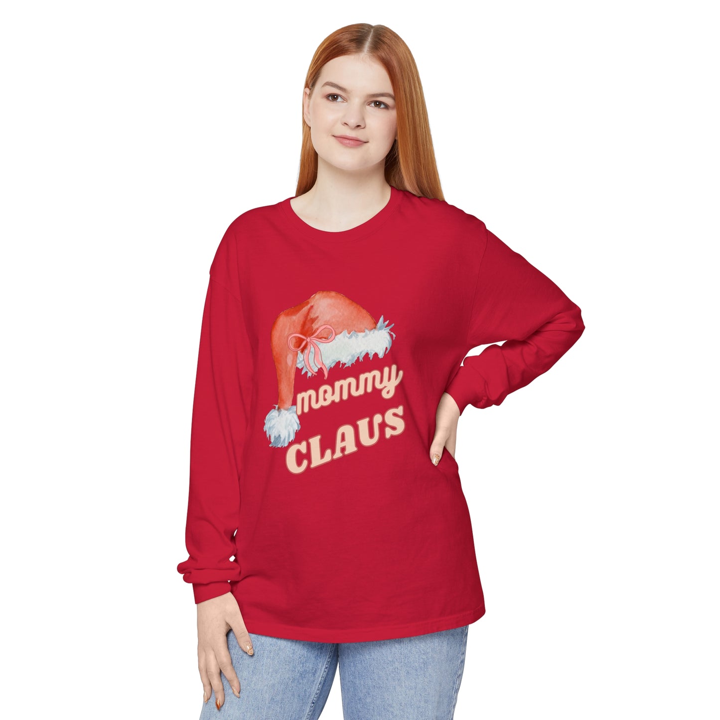 MOMMY CLAUS Long Sleeve T-Shirt - Perfect for Holiday Celebrations