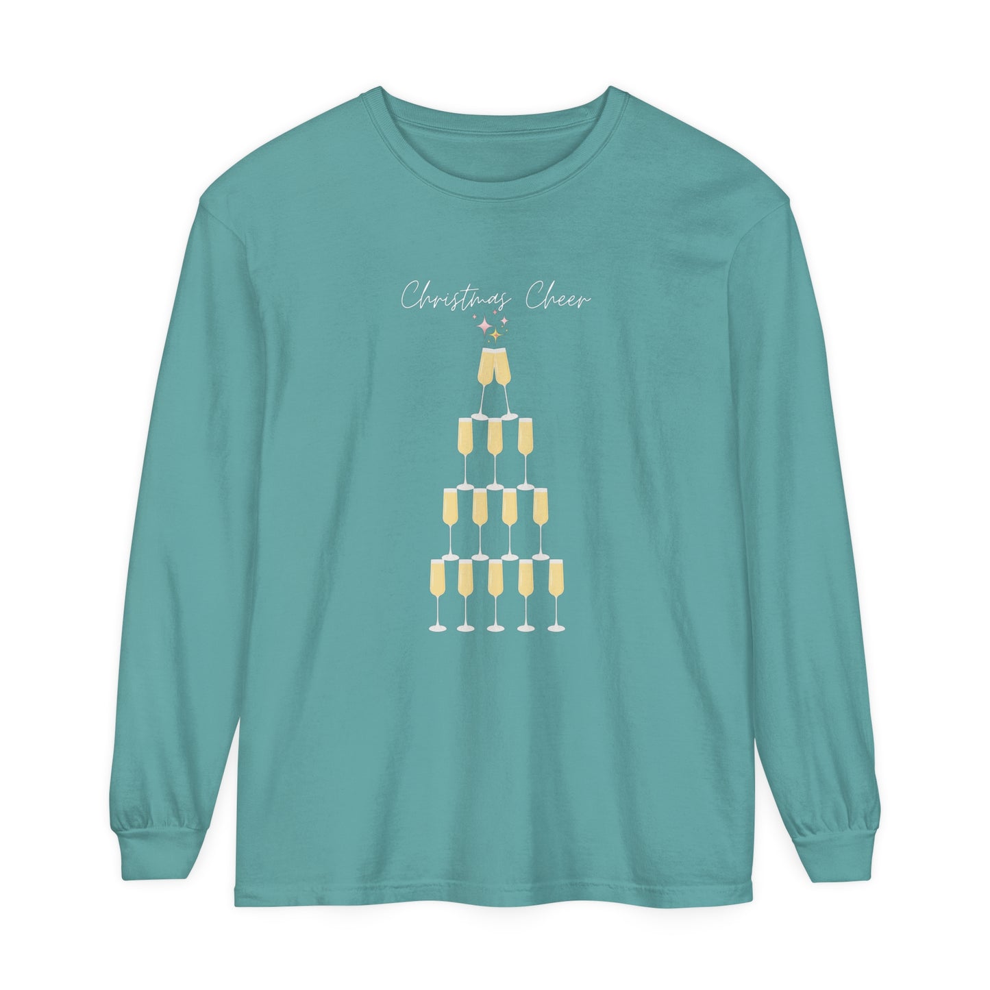 Christmas Cheer Long Sleeve Comfort Colors T-Shirt - Festive Holiday Apparel