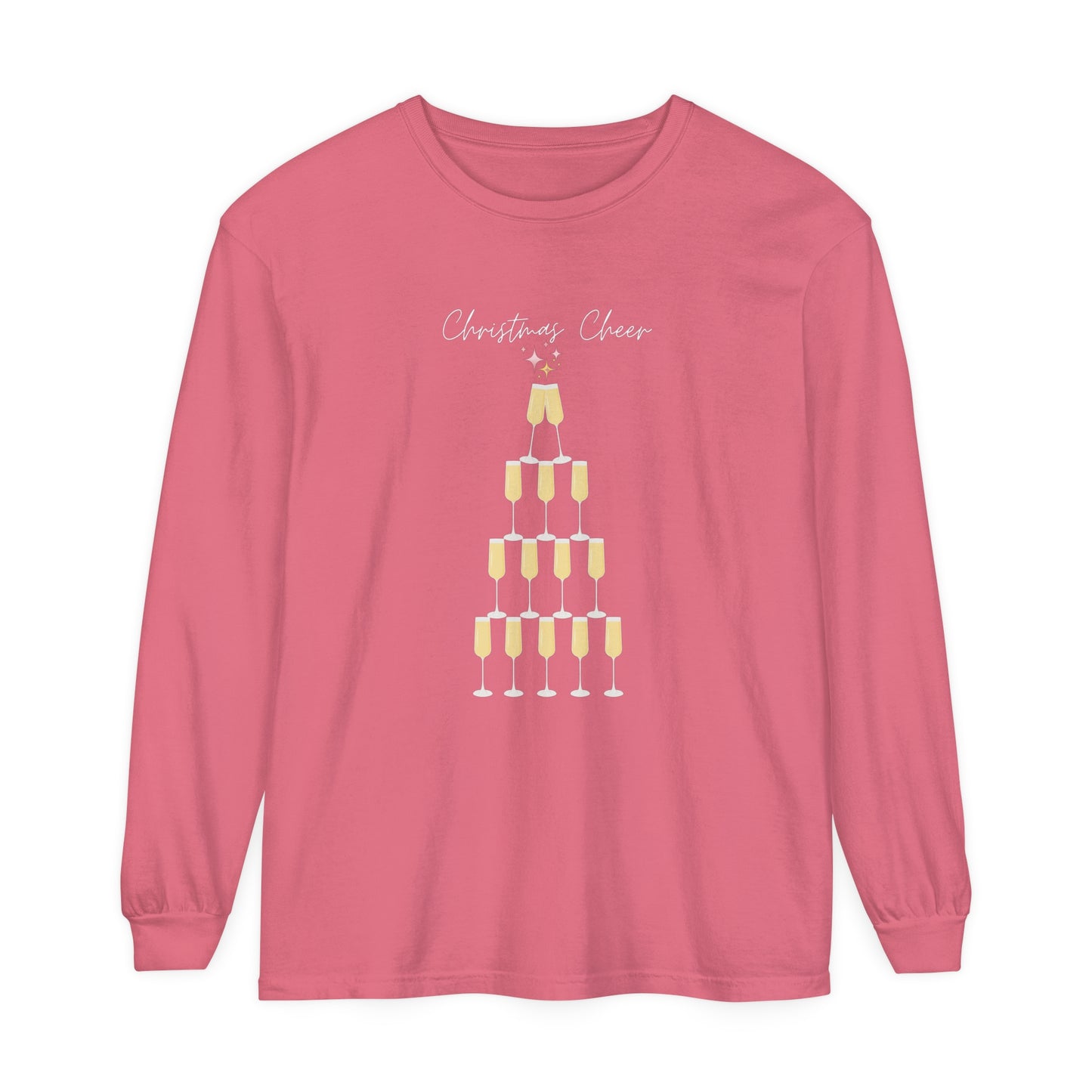 Christmas Cheer Long Sleeve Comfort Colors T-Shirt - Festive Holiday Apparel